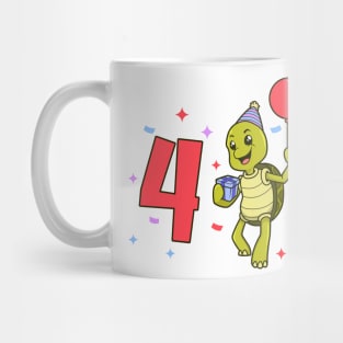 I am 4 with turtle - kids birthday 4 years old Mug